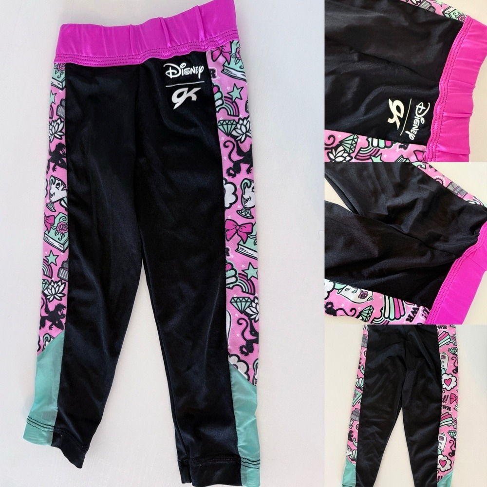 GK Elite DISNEY Leotard Pants Gymnastics‎ Chip Pink Turquoise Black SIZE CS